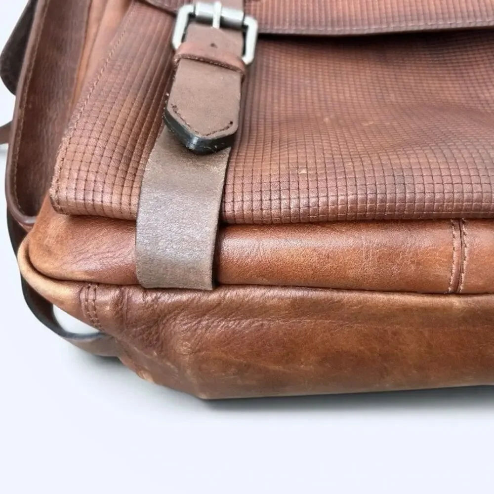Velez Genuine Leather Archaeology Backpack Satchel Brown Multi-Pocket Laptop Bag